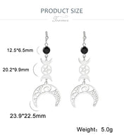 Teamer Vintage Triple Witch Moon Pentagram Goddess Earrings for Women Witchcraft Stainless Steel Amulet Jewelry Gifts
