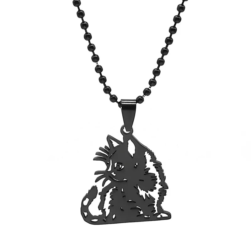 Cat Gold Pendant Cute Kitty Animal Hollow Bag