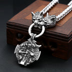 Wolf Odin Steel Pendant Vintage 316L Viking Warrior