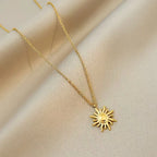 Gold Sun Stainless Steel Pendant Necklace