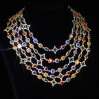Gold Iced Out Chain Necklace Colored Gemstone