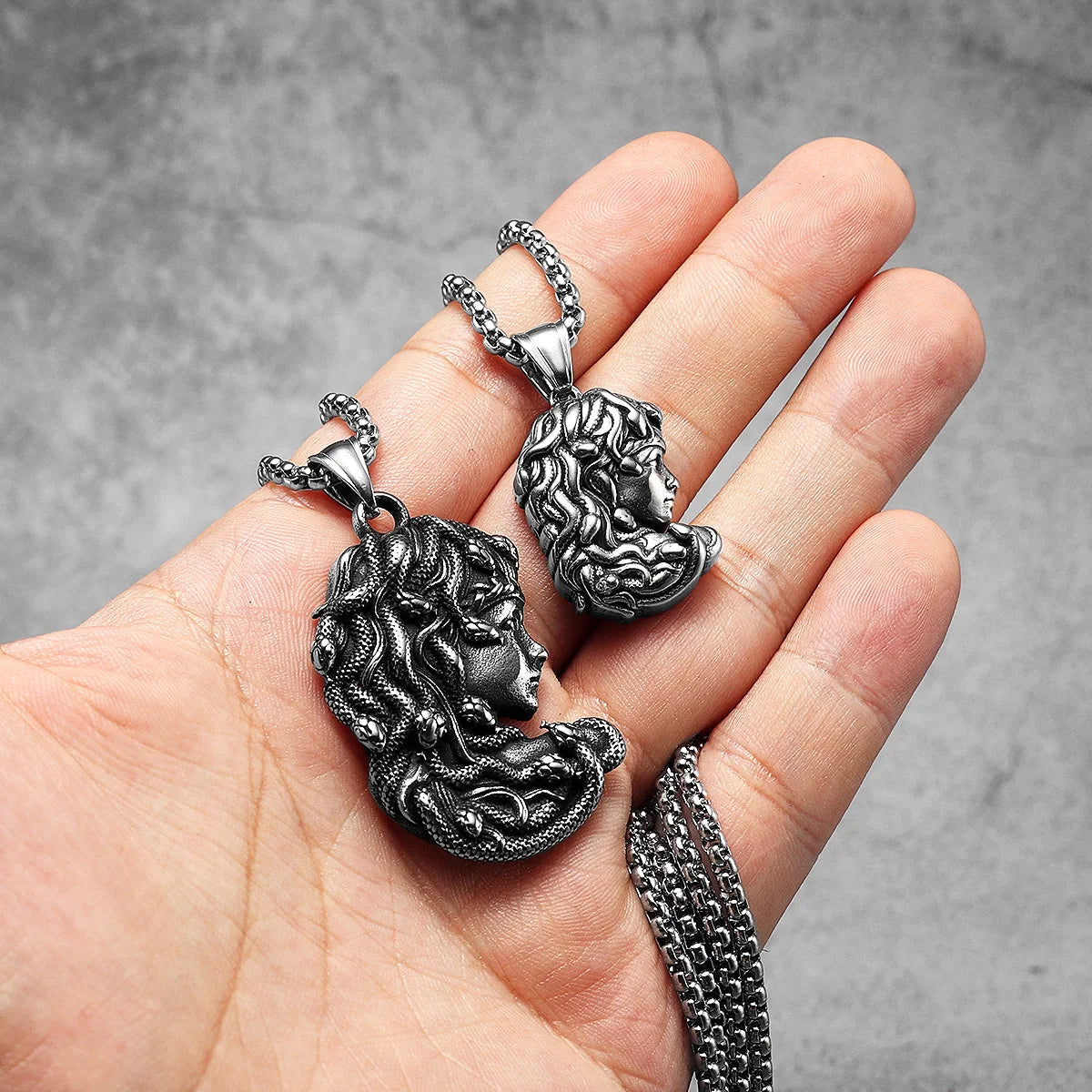 Medusa Snake Pendant Necklace Stainless Steel Greek