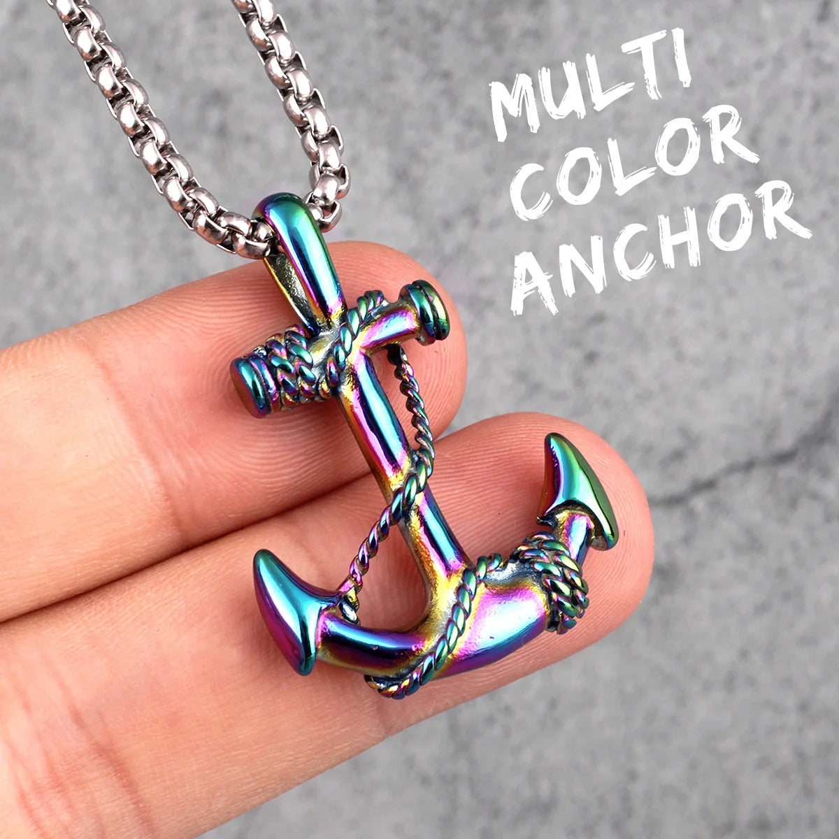 Anchor Sailor Pendant Necklace — Stainless Steel