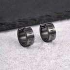 Norse Viking Rune Huggie Hoop Earrings — Two-Tone Steel