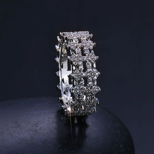 Cross Iced Out Cuban Ring Stainless Steel