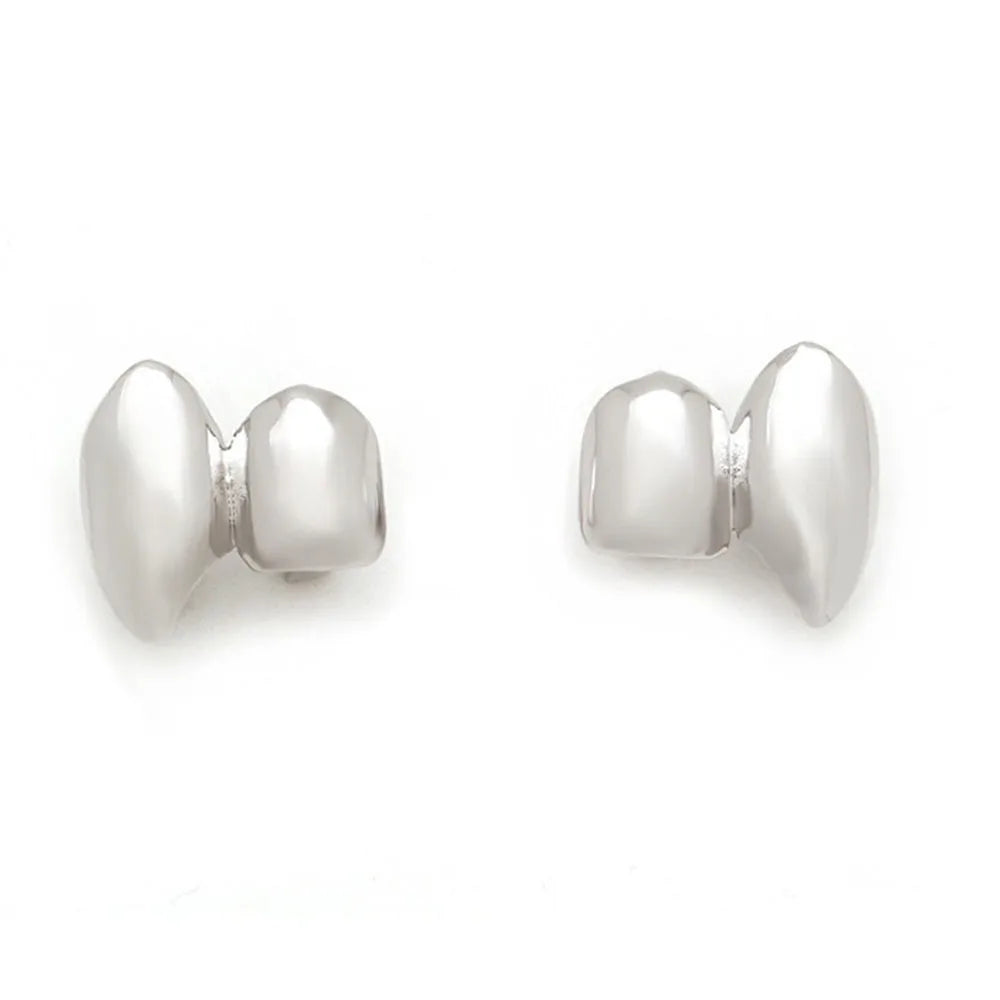 2Pcs/Set Double Glossy Hip-Hop Tooth Grills Halloween Gift Punk Jewelry Tooth Caps Charm Gold Silver Color Mouth Teeth