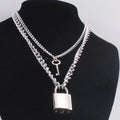 Punk Solid Stainless Steel Chain Oversized Padlock Necklace Women Mens Unisex Chunky Heavy Lock Key Necklace Handmade Jewelry