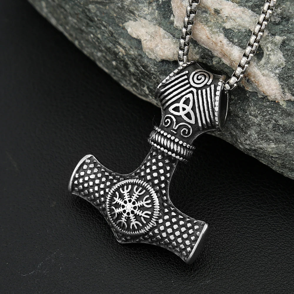 Thor Mjolnir Steel Pendant Vintage Viking Hammer