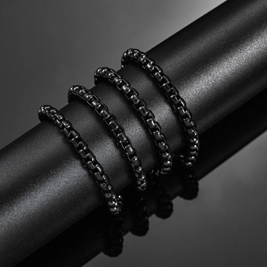 Black Box Curb Chain Necklace — Stainless Steel