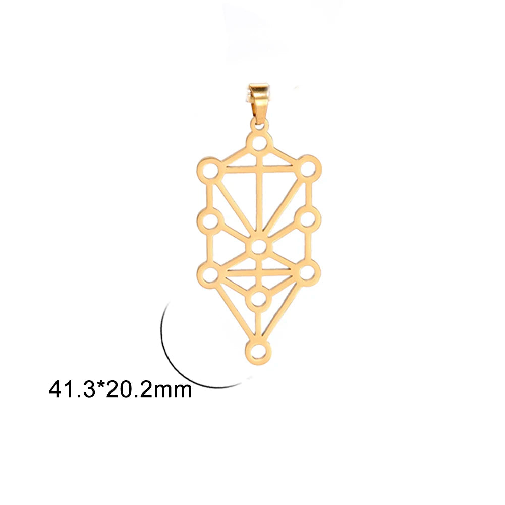 Dawapara Mystic Kabbalah Tree of Life Spiritual Amulet Pendant Stainless Steel DIY Charms for Jewelry Making Hanukkah Gifts