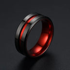 Fashion Black Narrow Wood Grain Stainless Steel Rings For Men Anniversary Party Jewelry Accessories Classical Men Rings