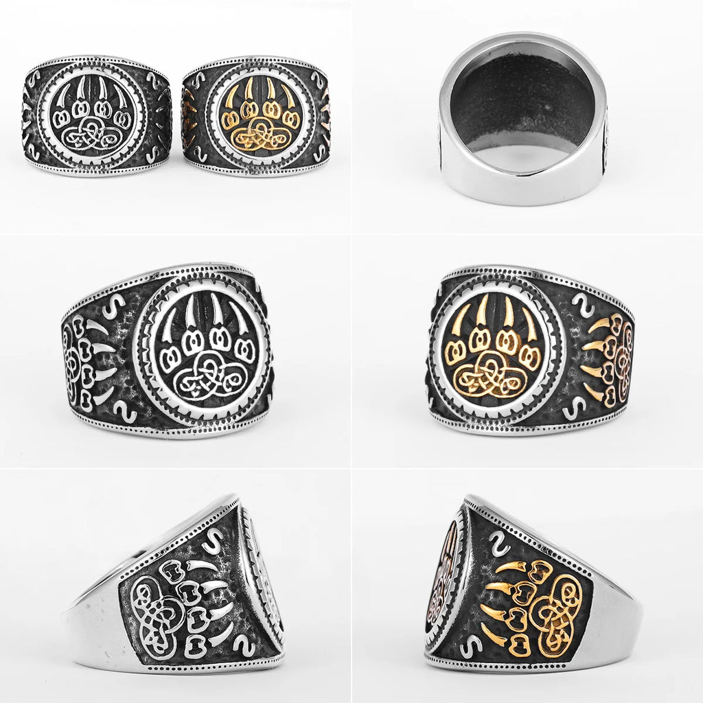 Ursa Bear Viking Rune Wolf Ring — Stainless Steel