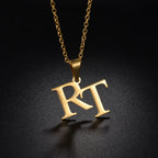 Atoztide 50cm Personalized Custom Names Pendant Necklace Stainless Steel Gold Color Cuban Thick Chain for Men Women Jewelry Gift