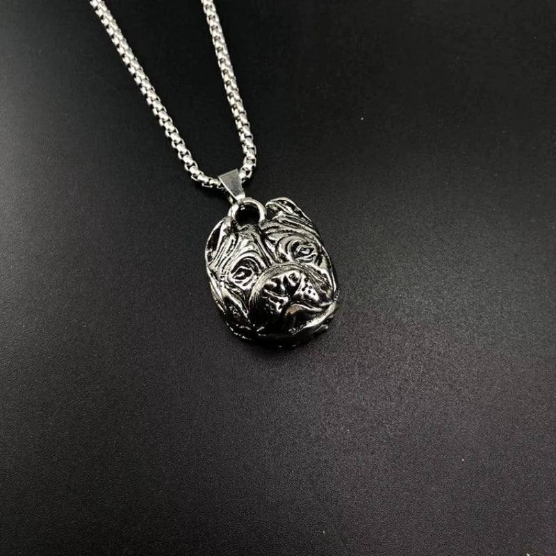 Steel Pendant European American Retro Cute Bulldog