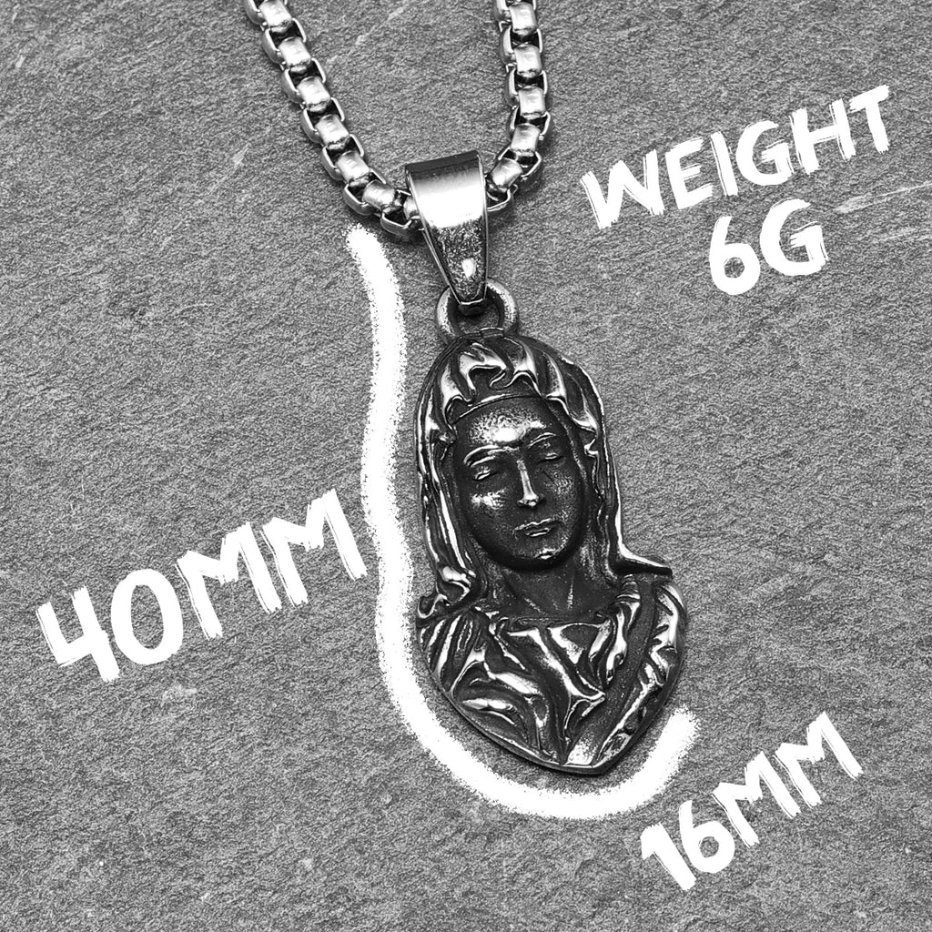 Virgin Mary Pendant Necklace — Stainless Steel