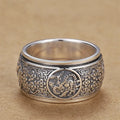 Classic Style Rotatable/Four Great Divine Beast Domineering 925 Silver Mens Rings Vintage Wide Ring Exquisite Charm