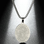 QIMING Dainty Saint George Pendant Necklace For Men Stainless Steel Warrior St. George's Dragon Medallion Mythology