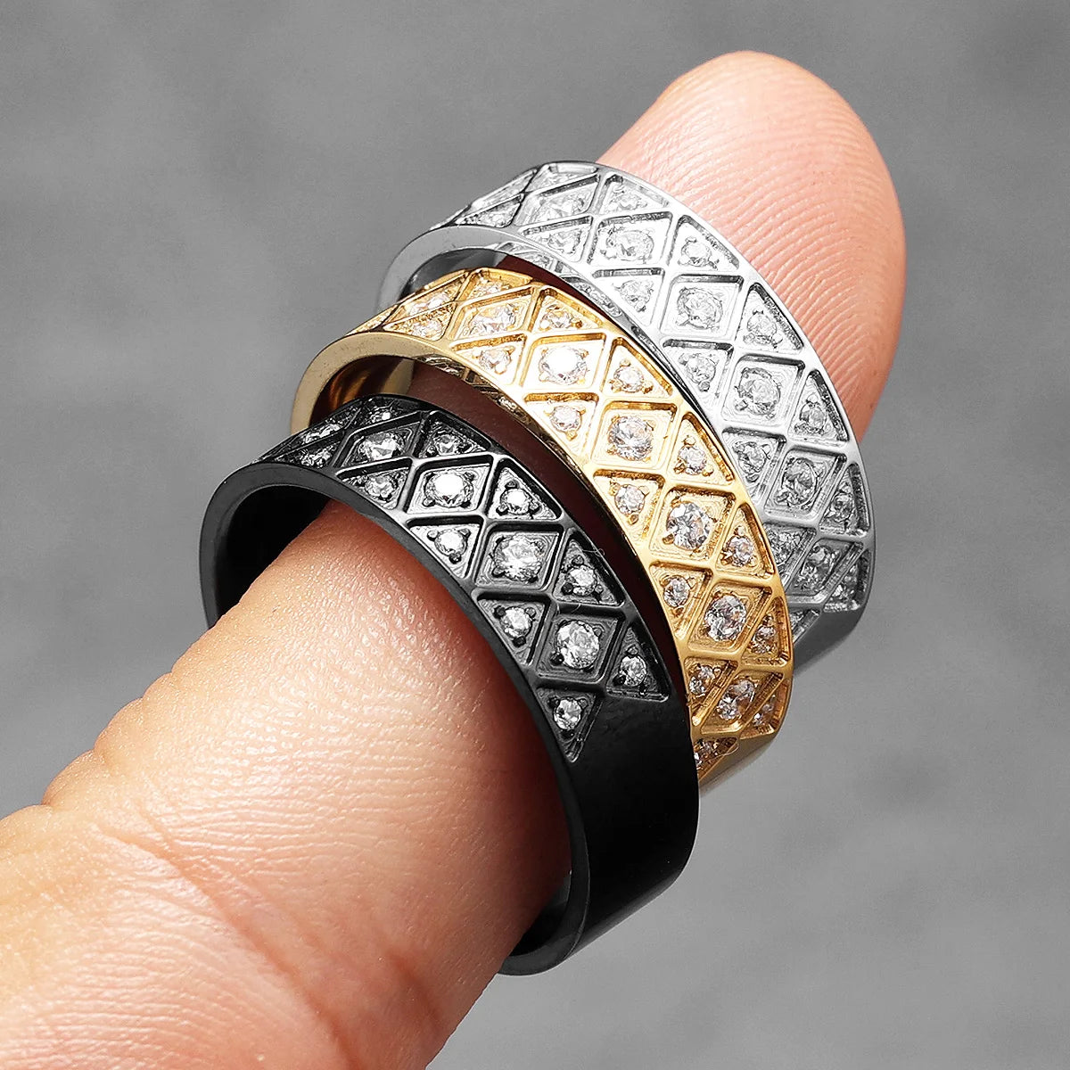 Gemstone Statement Ring — Stainless Steel