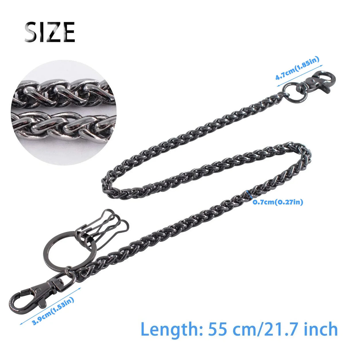 Wallet Chain Men Women Hip Hop Pants Chain Belt Chain KeyChain Pocket Chain Keel Chain for Motorcycle Style Pants Jeans