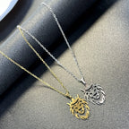 Stainless Steel Cut Lion Necklace Gold Plated Pendant Lion Pendant Engraved Disc Charm Wild Lion Men and Women