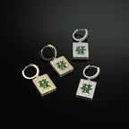 Iced Out Mahjong Dangle Earrings CZ