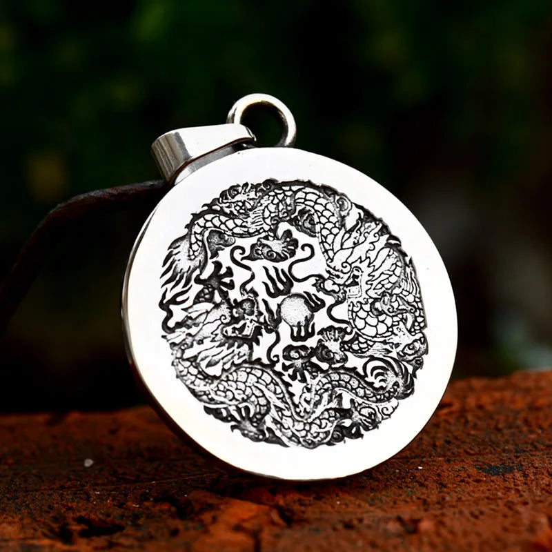 Viking Dragon Stainless Steel Pendant Necklace