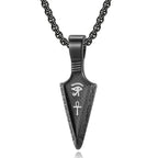 Men's Stainless Steel Ankh Cross Spearhead Pendant Necklaces Fashion Vintage Eye of Horus Necklace Punk Amulet Jewelry