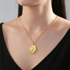 Skyrim Raven Crescent Moon Oval Pendant Necklace Stainless Steel Gothic Witchcraft Amulet Neck Chain for Men Women Jewelry Gift