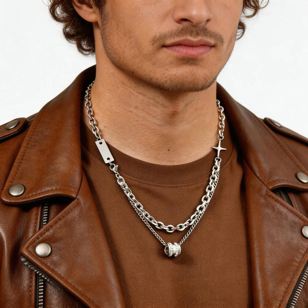 Double Cuban Chain Choker — Stainless Steel