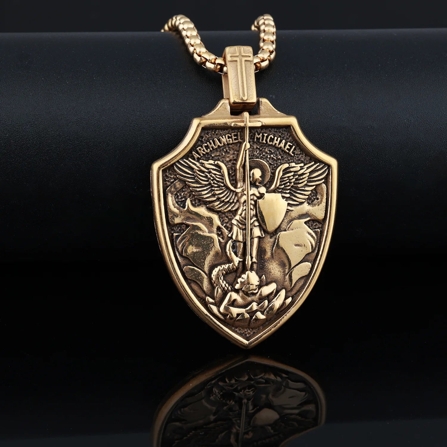 Punk Style Retro Style Archangel Michael Stainless Steel Pendant Does Not Fade