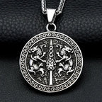 Nordic Double Wolf Pendant Necklace — Stainless Steel