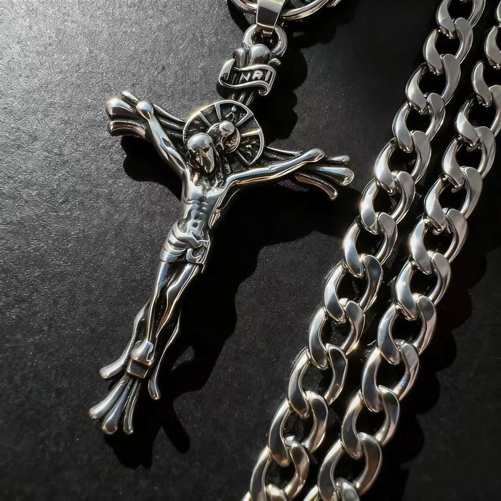 Cross Jesus Steel Pendant 316L Religious