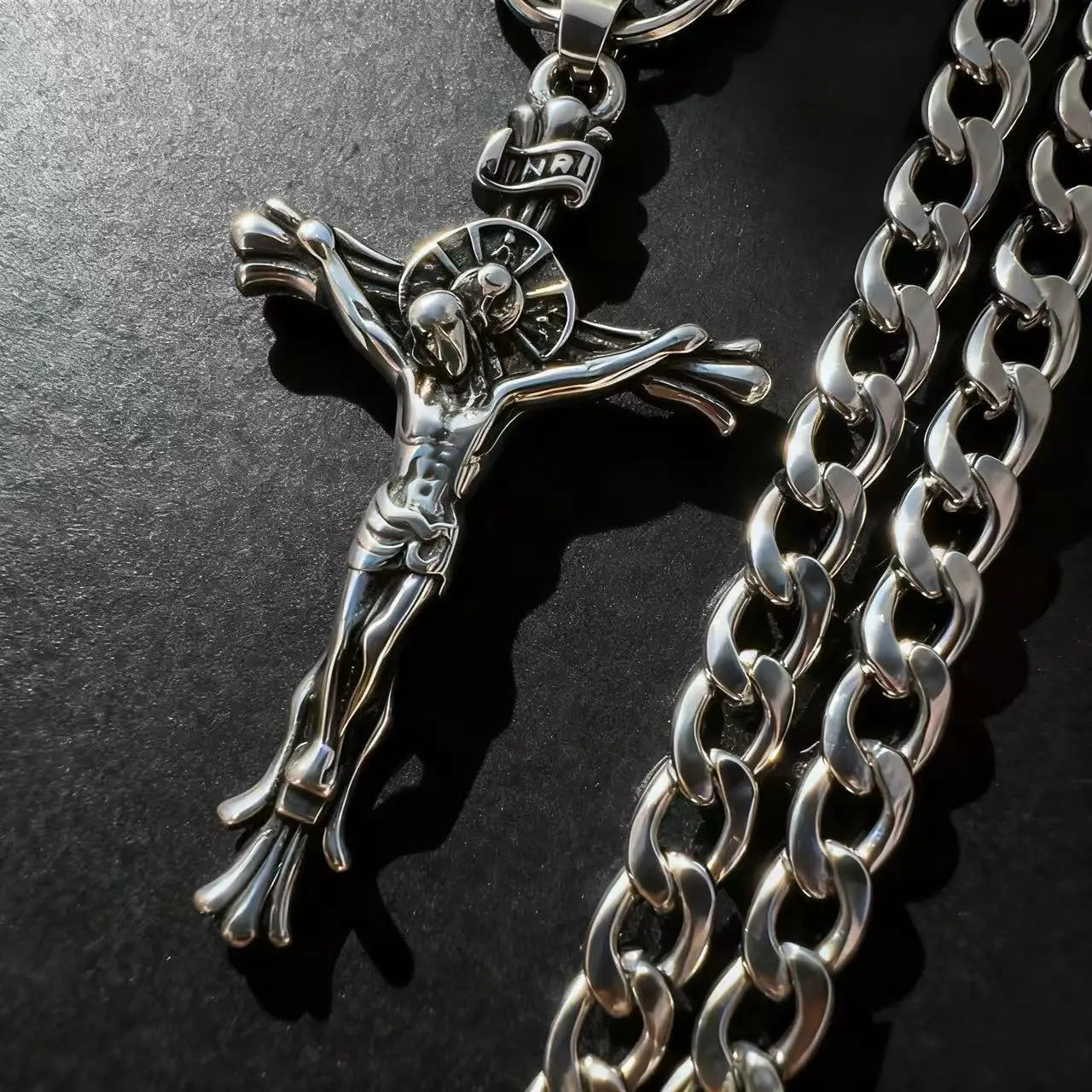 Cross Jesus Steel Pendant 316L Religious