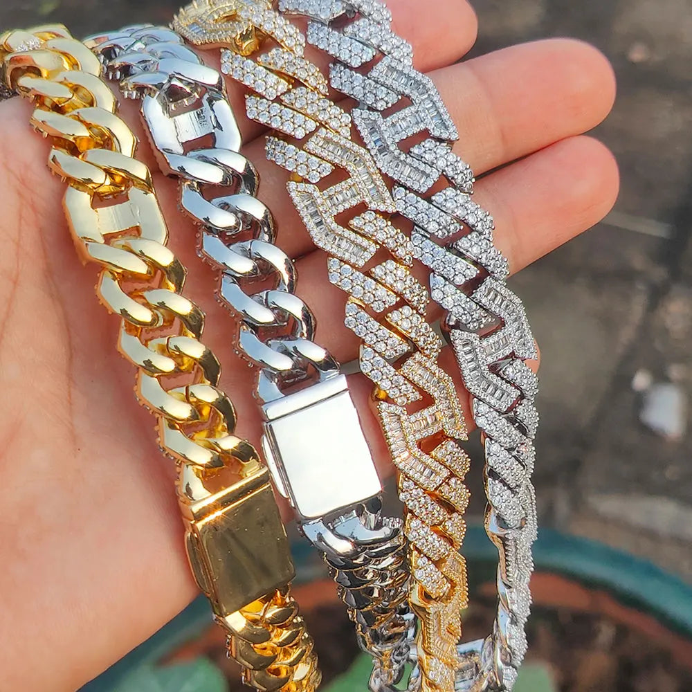 Iced Out Cuban Chain Necklace Stainless Steel 15MM