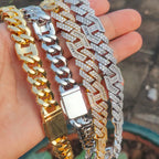 Iced Out Cuban Chain Necklace Stainless Steel 15MM