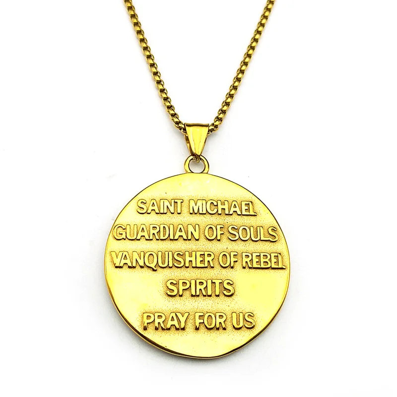 Archangel Michael Stainless Steel Pendant Necklace