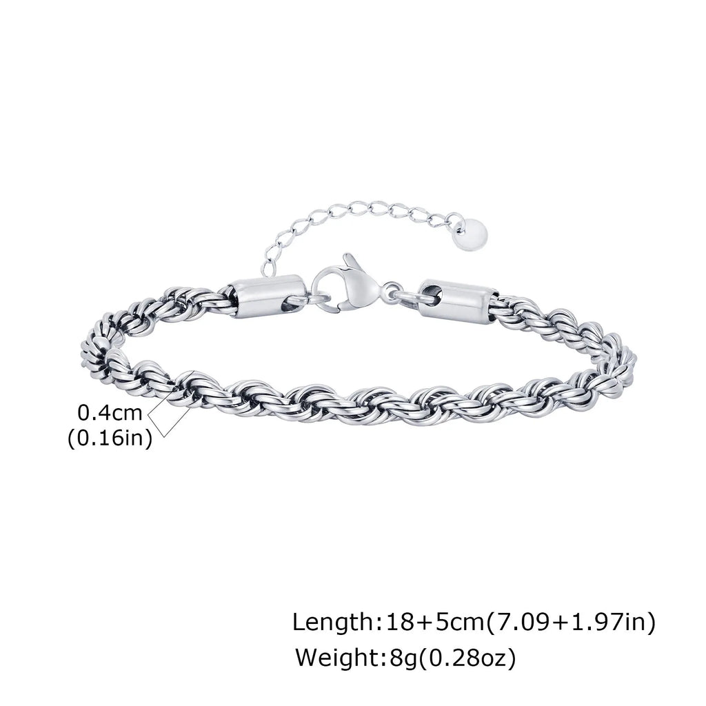 Gold Rope Chain Bracelet 5mm — Stainless Steel