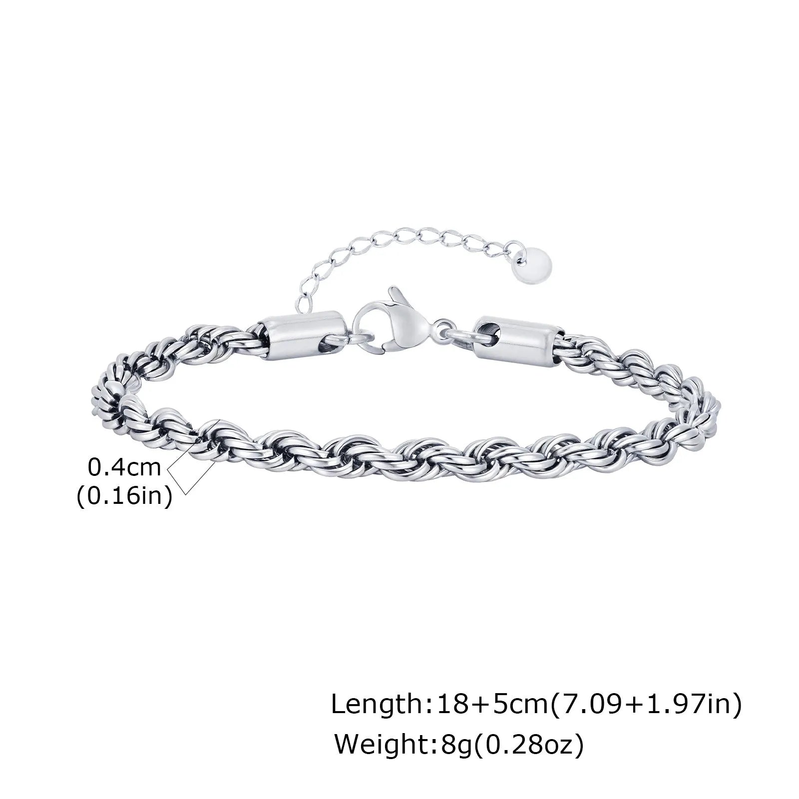 Gold Rope Chain Bracelet 5mm — Stainless Steel