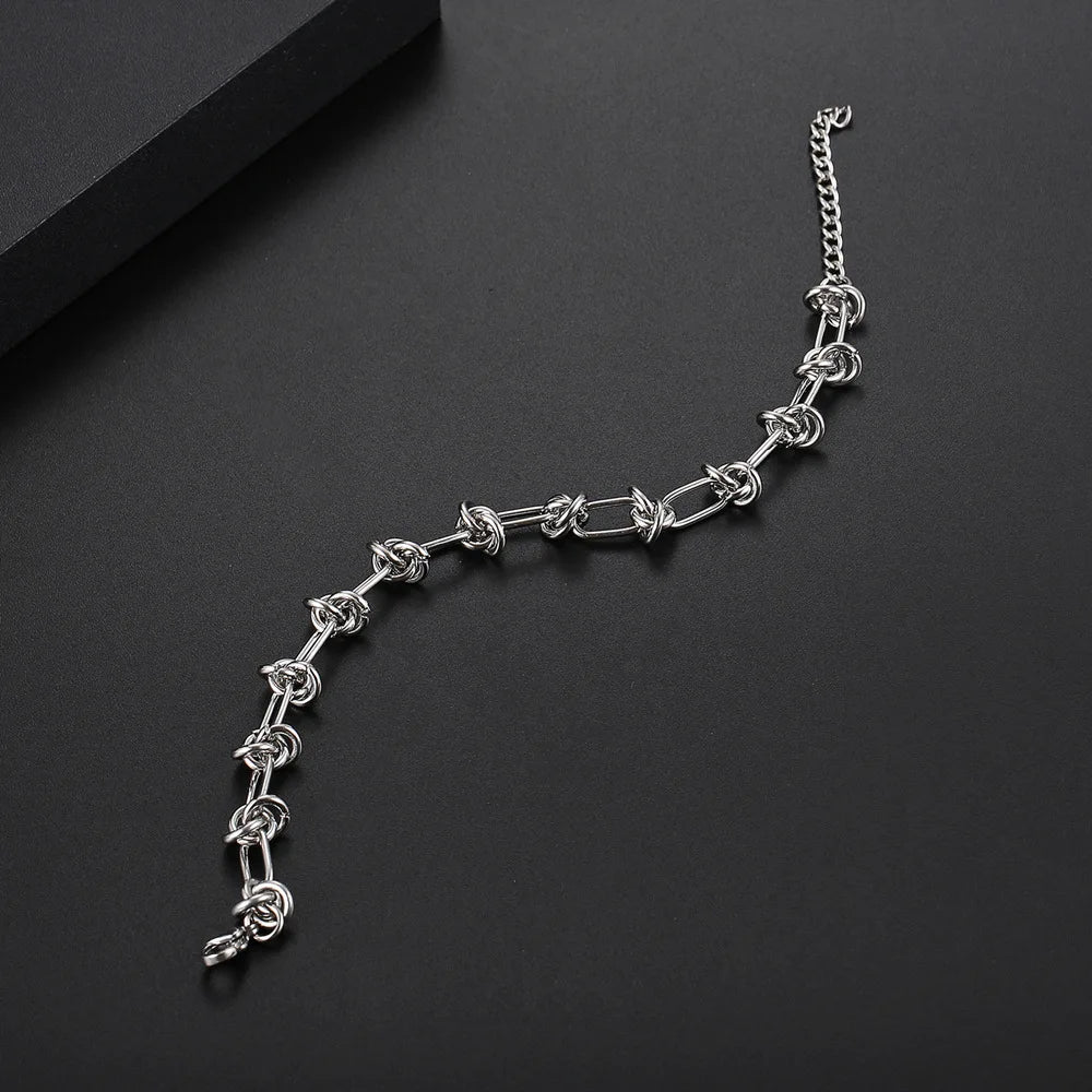 Knotted Twisted Link Chain Bracelet — Stainless Steel