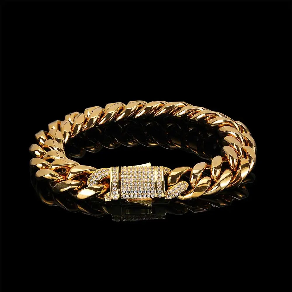 Stainless Steel Cuban Bracelet Iced Out Miami
