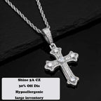 Iced Out Cross Pendant Necklace Jesus CZ