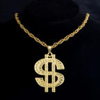 Fashion 18K Golden Plated Hip Hop Rock Necklace Stainless Steel US Dollar Money Sign Pendant Necklace Mens Women