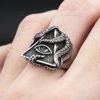 Steel Ring Vintage Masonic Punk Octopus Eyes