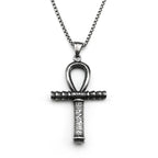 Eye of Ra Ankh Cross Silver Pendant Necklace