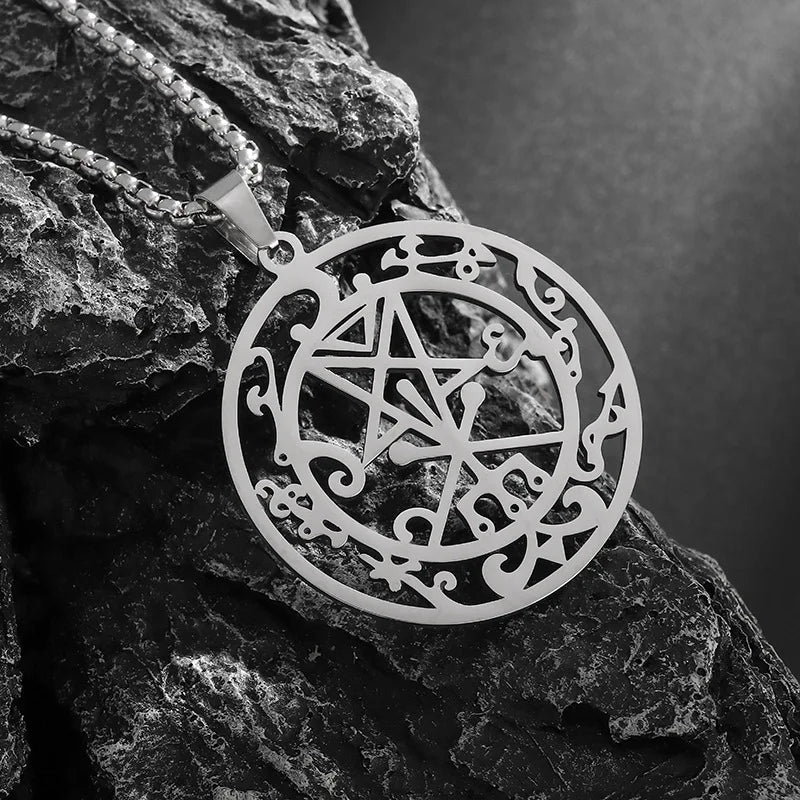 Lucifer Pentagram Medal Pendant — Stainless Steel
