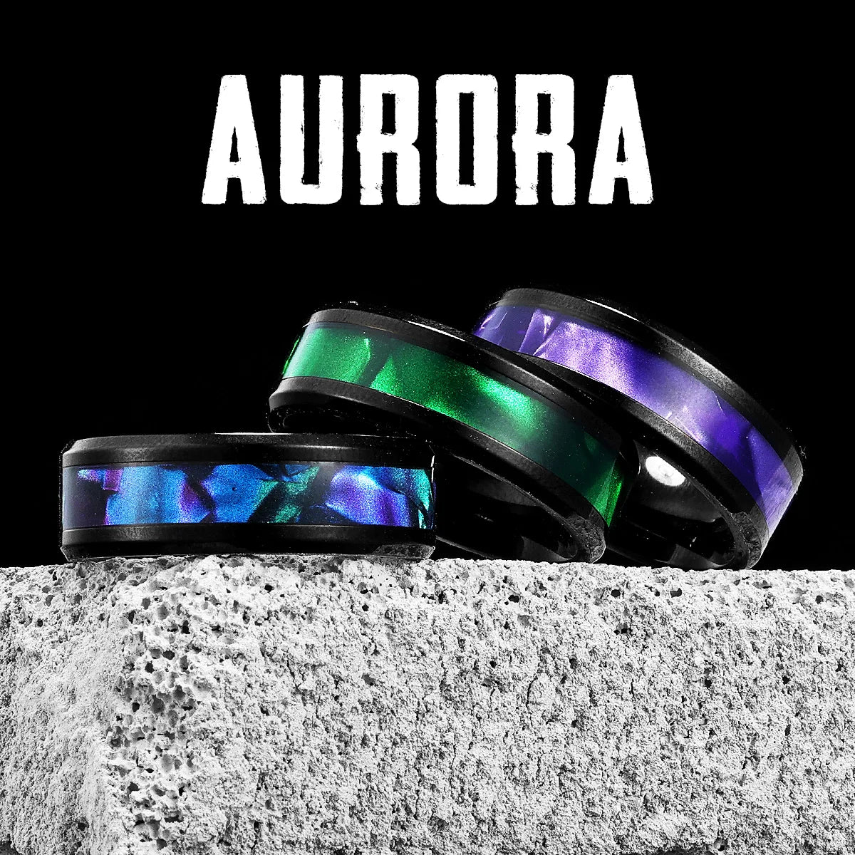 Black Aurora Ring Stainless Steel