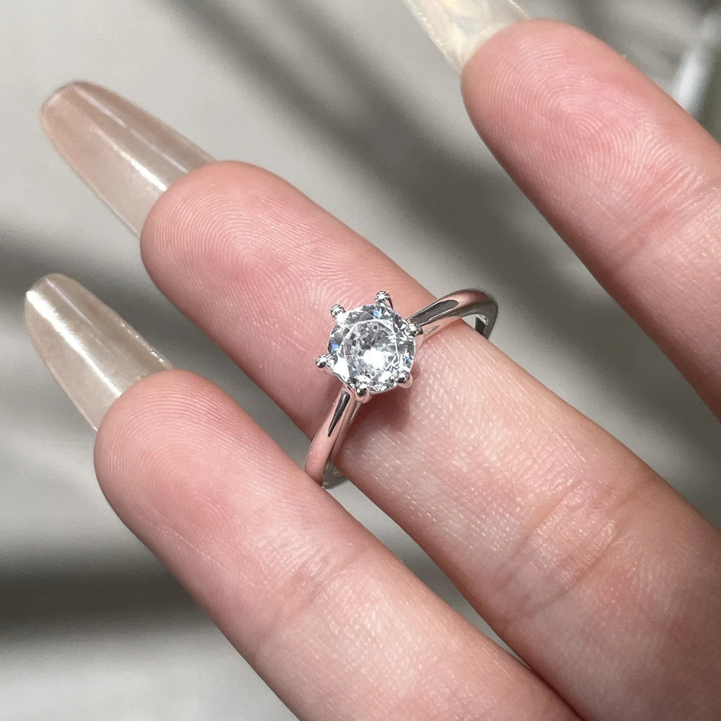 2 Carat White Natural Moissanite Gemstone Bizuteria Real S925 Sterling Silver Color Ring for Women Silver 925 Jewelry Females