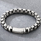 Vintage Cool 316L Stainless Steel Bracelet for Man 8MM Width Box Link Chain Cuff Bangle Classy Mens Boys Birthday