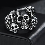 Stainless Steel Skull Crow Woodpecker Bird Ring