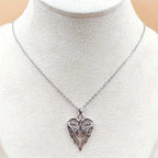 New Hip-hop Fashion Feather Angel's Wings Heart Inlay Zircon Pendant Necklace for Men Women Rock Punk Jewelry Accessories Gifts